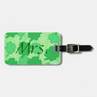Green Shamrock Collage, Mrs. Luggage Tags
