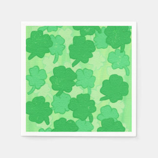 Green Shamrock Collage Paper Napkins