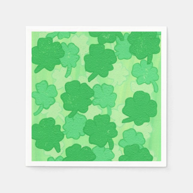 Green Shamrock Collage Paper Napkins (Front)