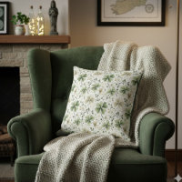 Green Shamrock Decorative Pillow | Irish Decor