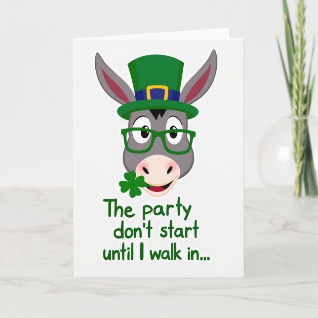 Green Shamrock Donkey Fun Card (Front)