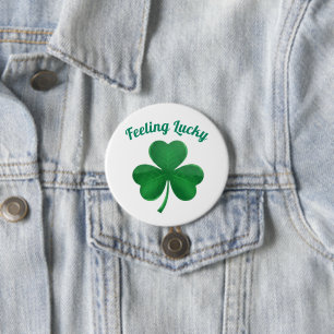 Green Shamrock Feeling Lucky St. Patrick's Day But Button