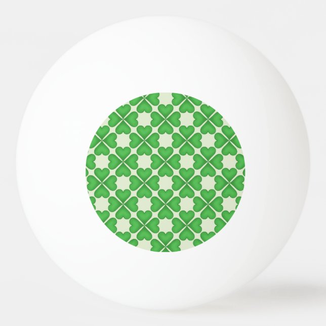 Green Shamrock Four leaf Clover Hearts pattern Ping-Pong Ball (Front)