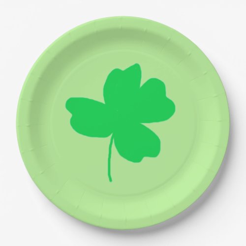 Green Shamrock Four Leaf Clover Light Green Plates