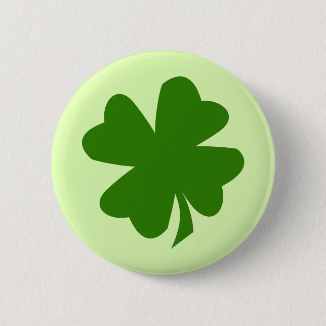 Green shamrock four leaf clover lucky St Patrick's Button (Front)