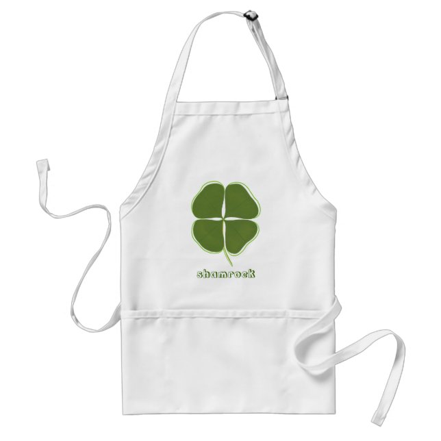 Green Shamrock, four leaf clover, outline aprons (Front)
