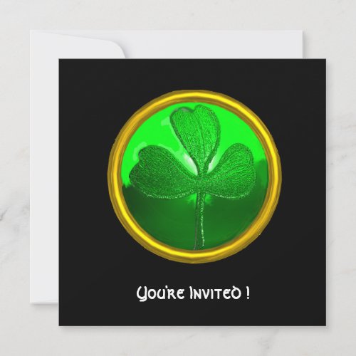 GREEN SHAMROCK GEMSTONE ST PATRICKS DAY PARTY INVITATION