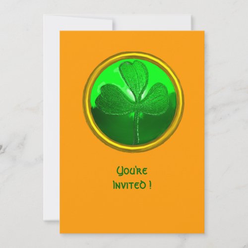 GREEN SHAMROCK GEMSTONE ST PATRICKS DAY PARTY INVITATION