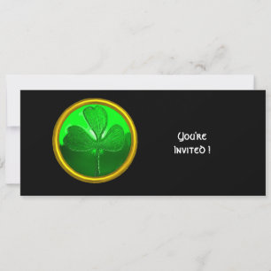 GREEN SHAMROCK GEMSTONE ,ST PATRICK'S DAY PARTY INVITATION