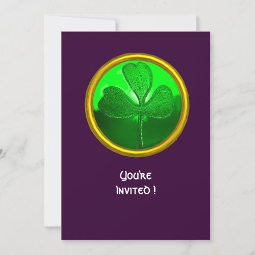 GREEN SHAMROCK GEMSTONE ST PATRICKS DAY PARTY INVITATION