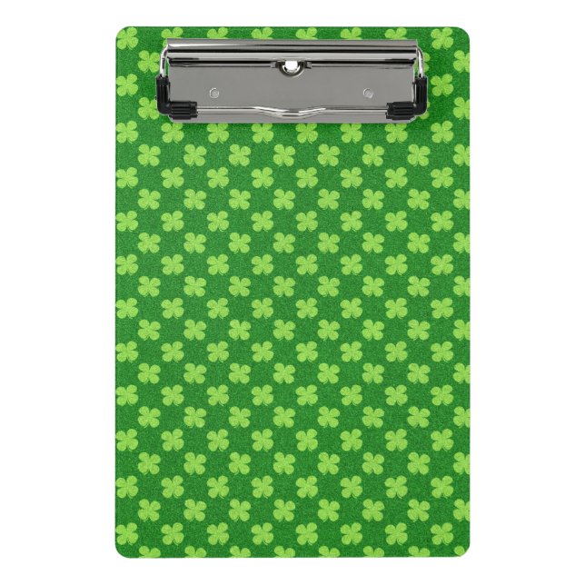 Green Shamrock Glitter Mini Clipboard (Front)