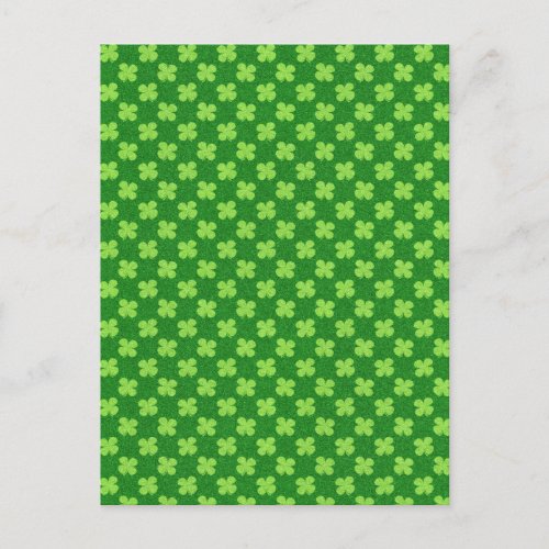 Green Shamrock Glitter Postcard