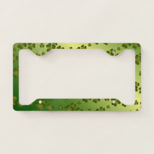Green Shamrock Glow Pattern License Plate Frame