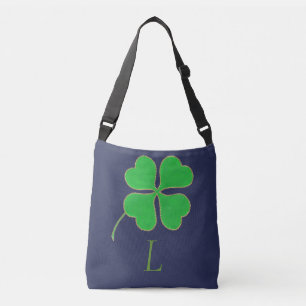 Green Shamrock Gold Dots, Monogram tote bags