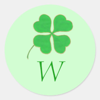Green Shamrock Gold Dots Monogram Wedding Seals