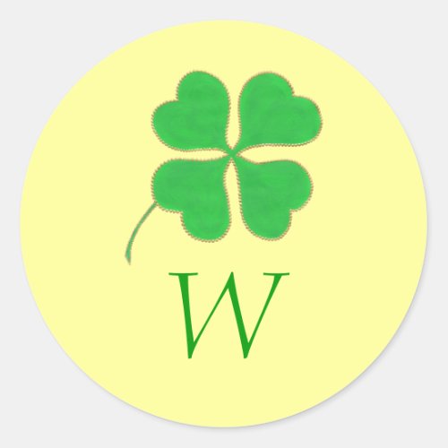 Green Shamrock Gold Dots Monogram Wedding Seals