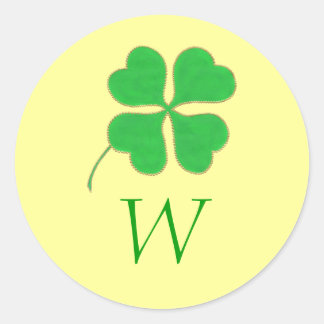 Green Shamrock Gold Dots Monogram Wedding Seals