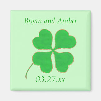 Green Shamrock Gold Dots, Save the date Magnets