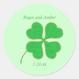 Green Shamrock Gold Dots, Save the date stickers