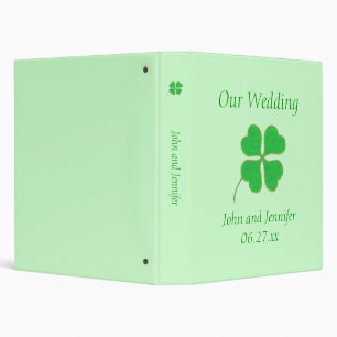 Green Shamrock Gold Dots Wedding Binders Template