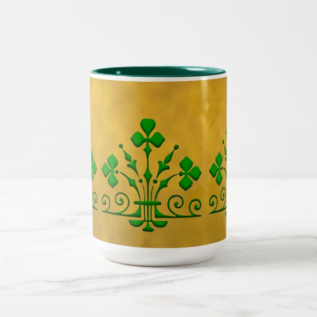 Green Shamrock Gothic Icon Coffee Mug (Center)