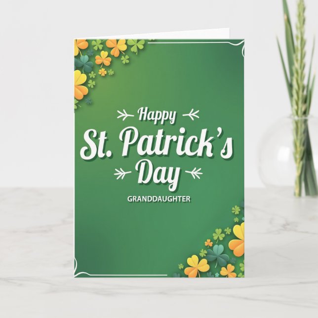 Green Shamrock Granddaughter Card (Front)