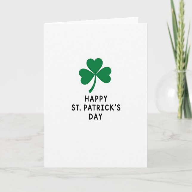 Green Shamrock Happy Day Card (Front)