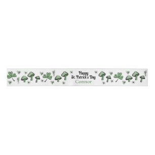 Green Shamrock Happy St Patrick's Day 3" Grosgrain Ribbon