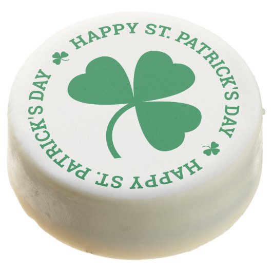 Green Shamrock Happy St. Patrick's Day Chocolate Covered Oreo (Angled)