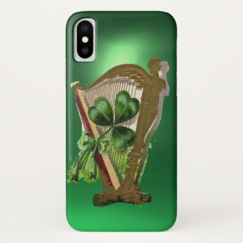 GREEN SHAMROCK HARP green iPhone X Case