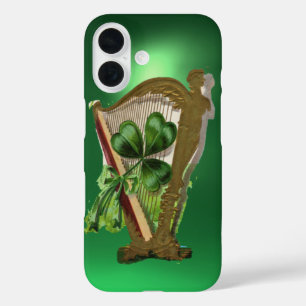 GREEN SHAMROCK HARP green iPhone 16 Case