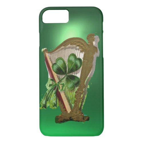 GREEN SHAMROCK HARP green iPhone 87 Case