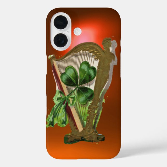 GREEN SHAMROCK HARP orange Case-Mate iPhone Case (Back)