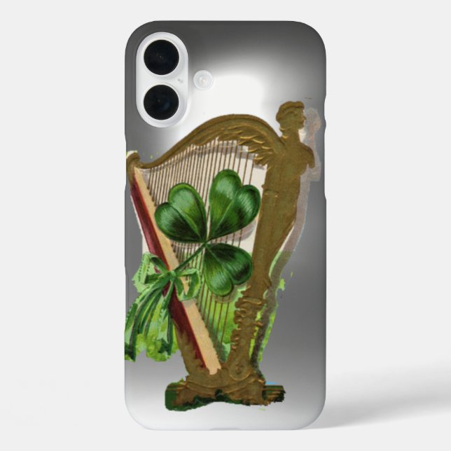 GREEN SHAMROCK HARP white Case-Mate iPhone Case (Back)
