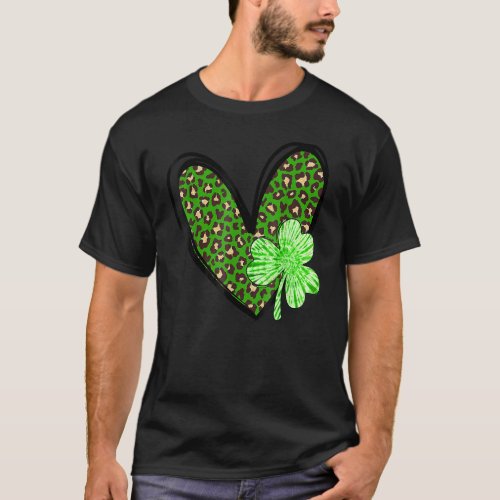 Green Shamrock Heart Irish C  Leprechaun St Patric T_Shirt