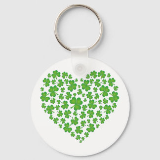 Green Shamrock Heart Keychain