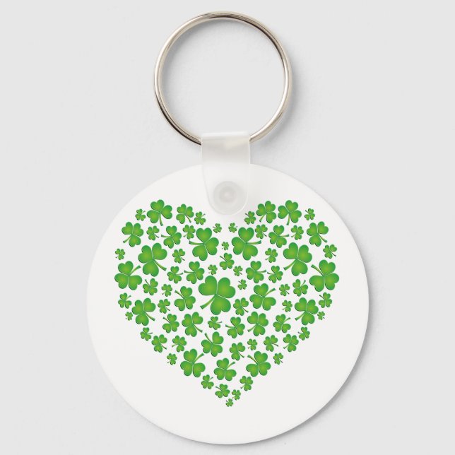 Green Shamrock Heart Keychain (Front)