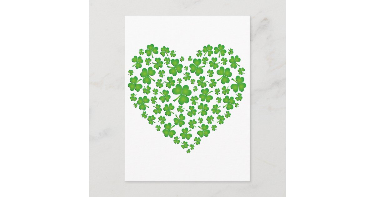Green Shamrock Heart Postcard | Zazzle