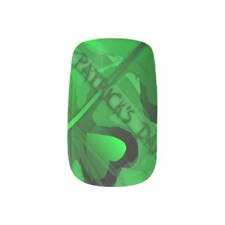 Green Shamrock + heart - St Patrick - Minx Nails Nail Sticker