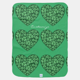Green Shamrock Heart St Patrick's Day Baby Blanket