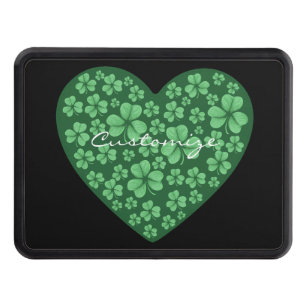 green Shamrock heart St Patrick's Day Hitch Cover