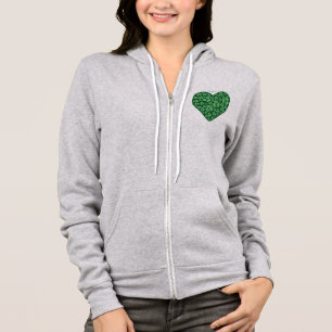 green Shamrock heart St Patrick's Day Hoodie