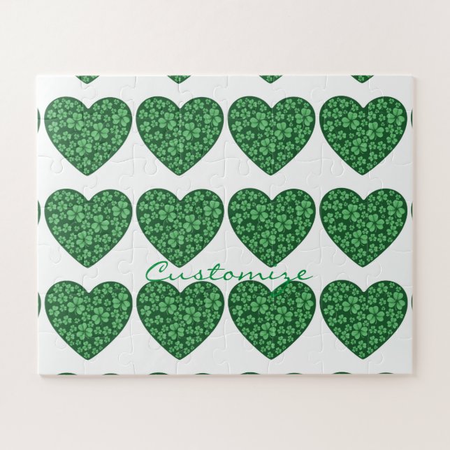 green Shamrock heart St Patrick's Day Jigsaw Puzzle (Horizontal)