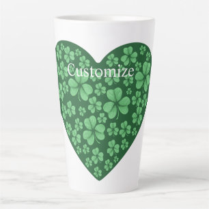 Green Shamrock heart St Patrick's Day Latte Mug