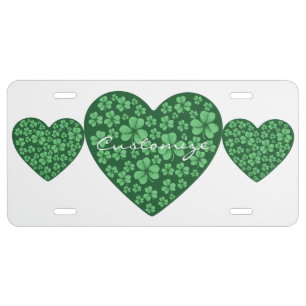 green Shamrock heart St Patrick's Day License Plate