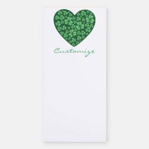 green Shamrock heart St Patrick's Day Magnetic Notepad