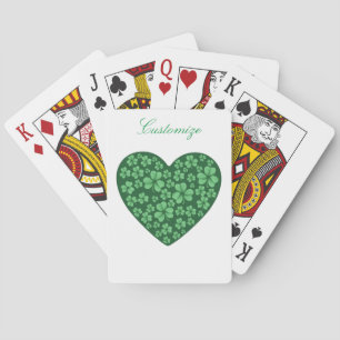 green Shamrock heart St Patrick's Day Poker Cards