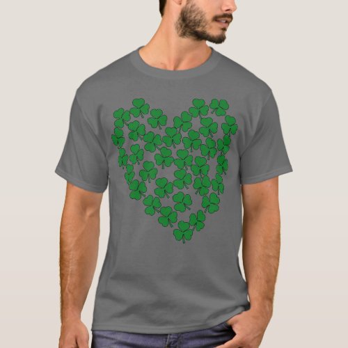 Green Shamrock Heart St Patricks Day T_Shirt