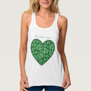 green Shamrock heart St Patrick's Day  Tank Top