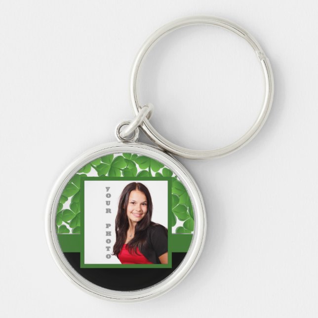 Green shamrock instagram template keychain (Front)
